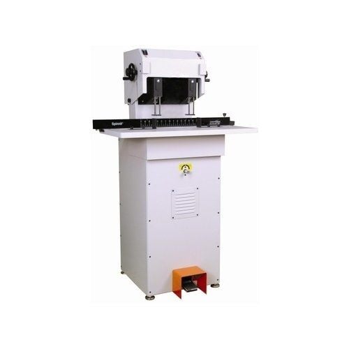 Front view of the Spinnit FMMH-2 2-Spindle Hydraulic Lift Paper Drill machine designed for efficient paper drilling. Front view of the Spinnit FMMH-2 2-Spindle Hydraulic Lift Paper Drill machine designed for efficient paper drilling.