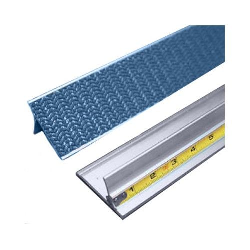 Blue textured Safety Rulers with a non-slip surface and a built-in measuring scale in a silver metallic design.