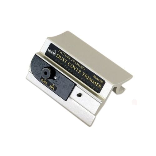 A Logan F60 Picture Framing Dust Cover Trimmer with a silver body, black blade mechanism, and labeled details on the front.