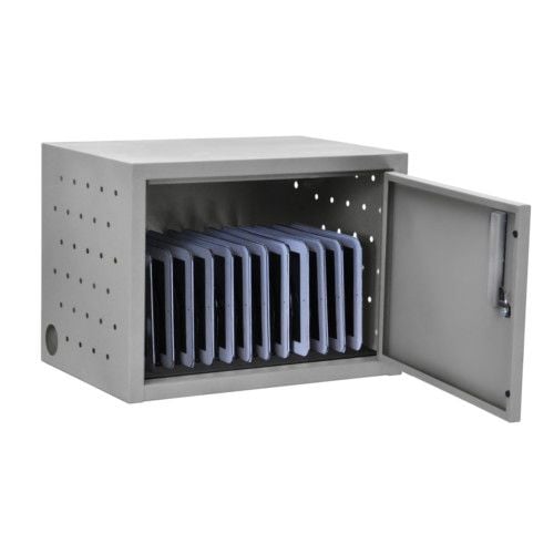 The Luxor 12 Tablet and Laptop Wall/Desk Charging Box provides a compact and secure solution for charging and storing multiple devices efficiently.