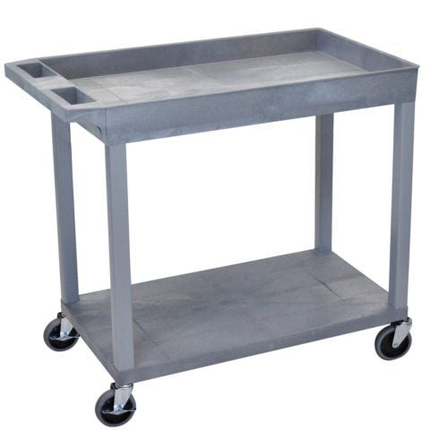 Luxor 35.25"W x 32.5"H Gray 1-Tub/1-Flat Shelf Utility Cart Image 1
