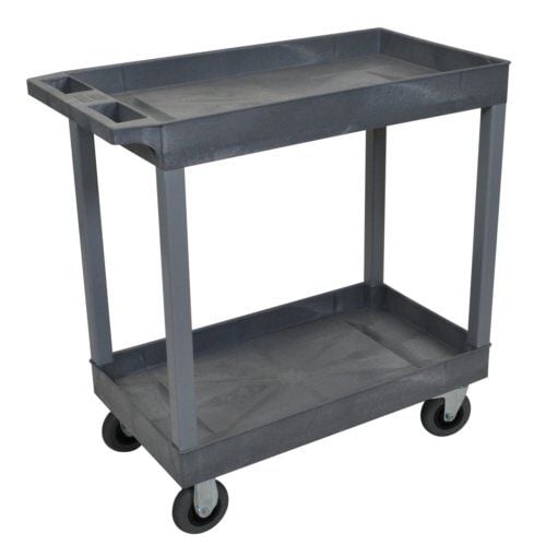Luxor 35.25"W x 36.25"H Gray 2-Tub Shelf Utility Cart Image 1