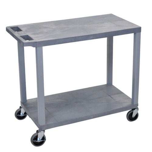 Luxor EC22-G 30.5" High Gray Utility Cart (2 Flat Top/Bottom Shelves) Image 1