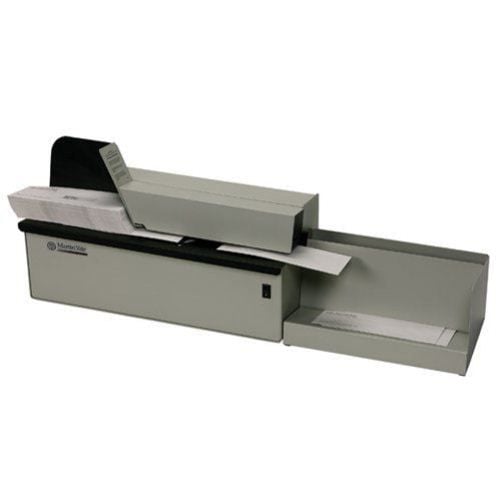 The Martin Yale 62001 High Speed Letter Opener with Tray, designed for rapid and efficient envelope opening, featuring an integrated output tray for organized mail handling.