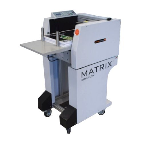 A Matrix 380 Omni-Flow Fully-Automated Deep Pile Feeder used for efficient feeding of print materials.