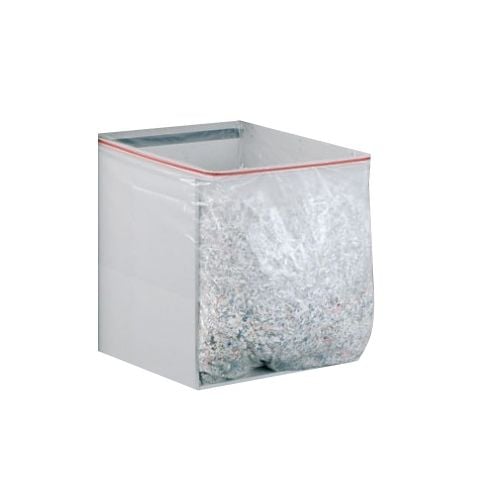 MBM Destroyit 5009 Shred Collection Cart filled with shredded paper, featuring a clear plastic bag for easy visibility of contents.