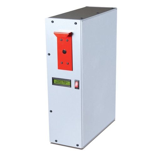 A sleek MBM Destroyit Hard Drive Degausser designed for secure data destruction with a durable white and red exterior.