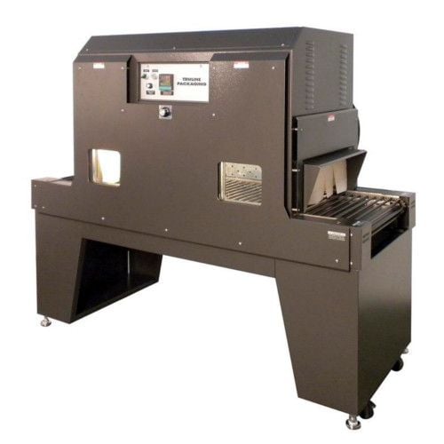A Preferred Pack PP2208-48 High Capacity Shrink Tunnel, featuring a sturdy black metal frame, a control panel with multiple settings, and a conveyor system for efficient shrink-wrapping operations.