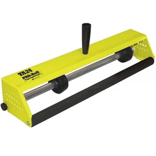 A yellow "Pro-Roll 24" Tape Applicator with a black handle, used for applying tape smoothly.