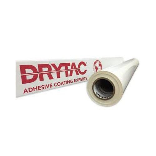A roll of ReTac Duo Double-Sided Mounting Adhesive with the Drytac logo and the words "Adhesive Coating Experts" displayed beside it.
