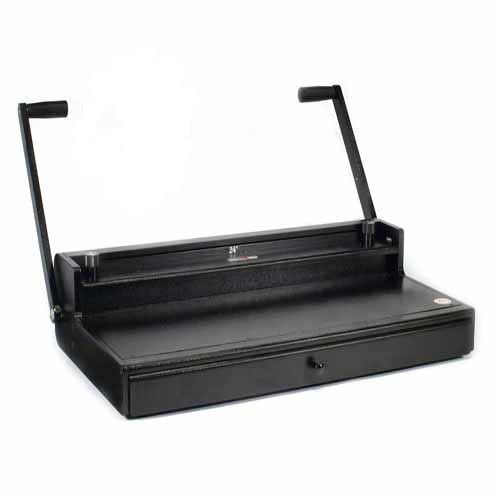 Rhin-O-Tuff Onyx HC8024 24" Manual Flat Bar Wire Closer, a heavy-duty black manual wire closer with dual handles, designed for binding documents efficiently.