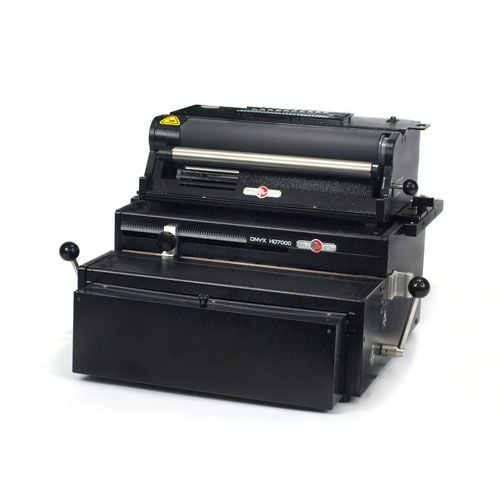 The Rhin-O-Tuff 7000C4 Ultra Duty Electric Coil Binding System, showcasing its robust design and heavy-duty binding capabilities.