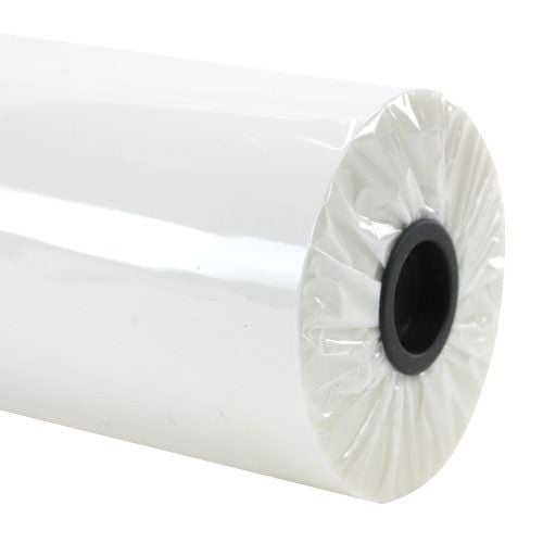 A roll of 1.5 Mil Premium School Laminating Film with a clear, glossy finish and a black core.