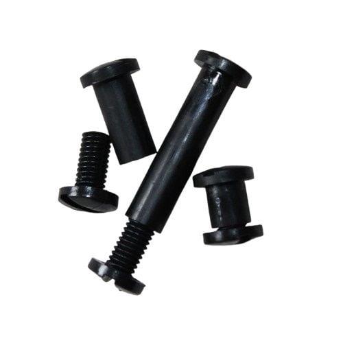 A collection of 1" Black Plastic Screw Posts with a durable plastic design, featuring threaded fasteners for secure and flexible document binding applications.