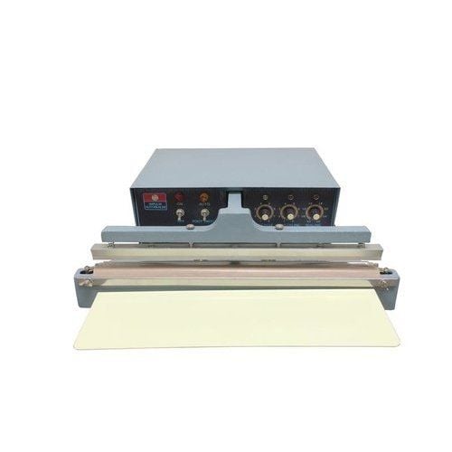 A front-facing view of the SealerSales TISA 18" Automatic Impulse Sealers, showcasing its control panel, dual sealing bars, and a flat sealing surface.