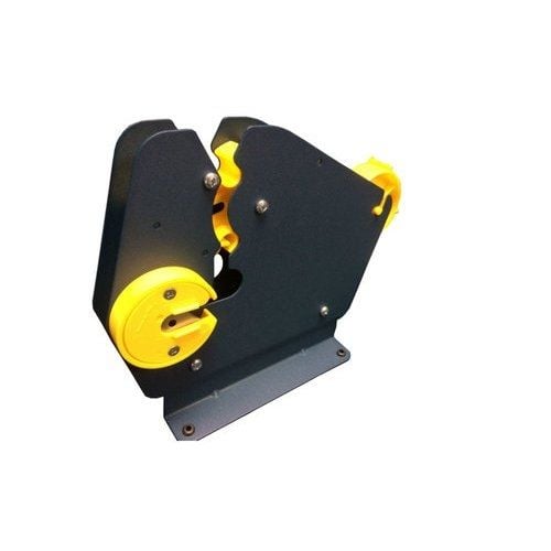 SealerSales SL-808K 5/8" Poly Bag Tape Sealer with Trimmer featuring a black metal body and vibrant yellow components designed for securely sealing and trimming poly bags.