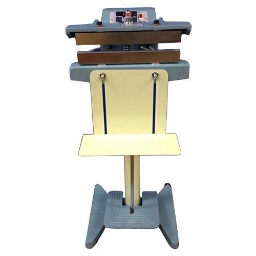SealerSales THS Series 12" Direct Heat Foot-Operated Sealer with a sturdy pedestal design, a flat sealing surface, and control panel on top for precision heat sealing tasks.