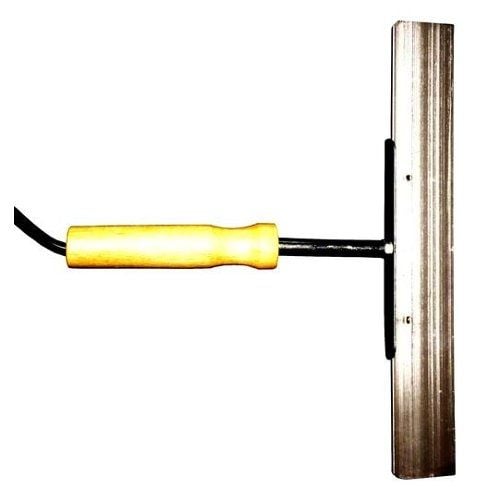SealerSales WT-250 10" Portable Direct Heat Wand Sealer shown from a side angle, highlighting its metallic sealing bar, black support rod, and yellow wooden handle connected to a power cord.