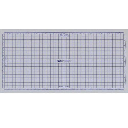 A clear and precise SpeedPress Grid Sheets Only for Rhino Cutting Mat, featuring a blue grid pattern with labeled measurements and rulers on all sides, designed for accurate cutting and alignment.