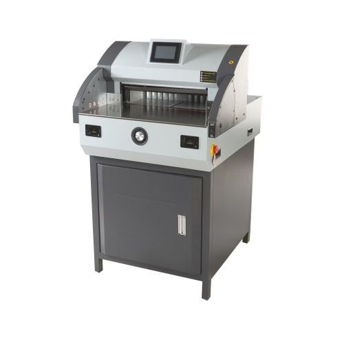 Tamerica TPI-4900E 19.29" Programmable Paper Stack Cutter featuring a digital display and heavy-duty design for precision cutting.