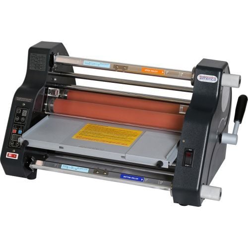 The Tamerica TCC1400i 14" Professional Roll Laminator, featuring a durable design with user-friendly controls for high-quality lamination.