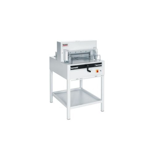 Triumph 4850 18.625" Electric Paper Cutter with Digital Display, featuring a sturdy stand and precision cutting mechanism.