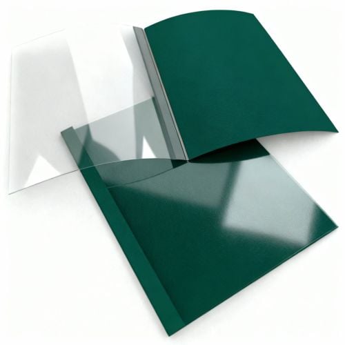 Green Linen Thermal Binding Utility Covers (Clear Gloss Front) - 100pk Image 1