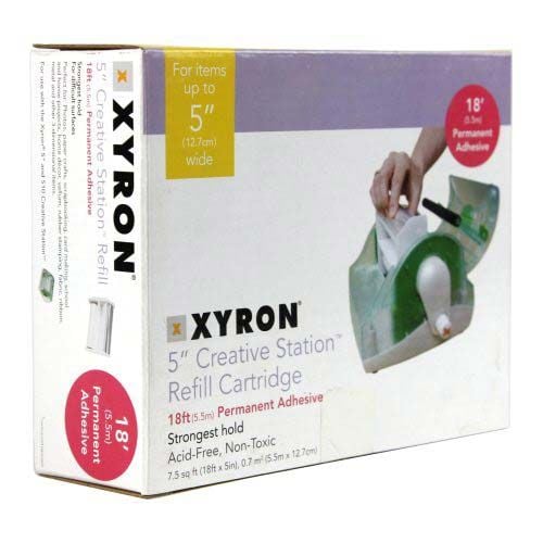 Xyron 510 Acid Free Permanent Adhesive Cartridge for Creative Station, 5-inch refill, 18 ft, non-toxic and acid-free.
