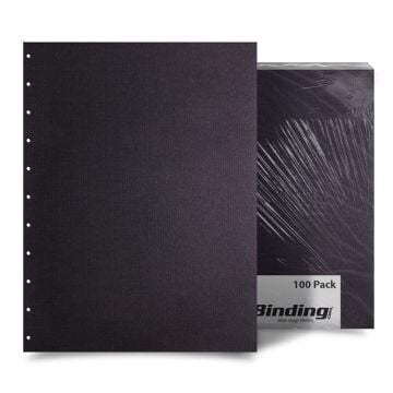 Black Linen 8.5" x 11" Letter Size Binding Covers [Velobind Punched (11 Hole)] - 100pk Image 1