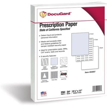 DocuGard California State Specific Medical Security Paper [6 Features, 8 1/2" x 11", 24# Blue, 2500 Sheets/Carton]
