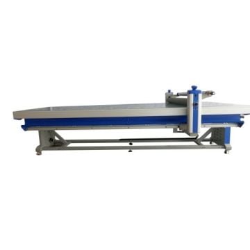 Side view of the GBC 1630 Flat Bed Applicator Table for Laminating and Mounting, showcasing its sturdy design and lamination roller mechanism.
