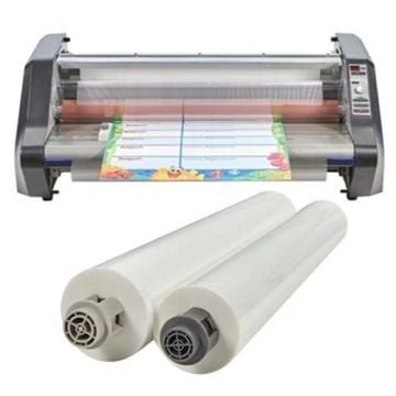The GBC Ultima 65 EZ Load Lamination Bundle, featuring the laminator machine with two rolls of lamination film in the foreground.