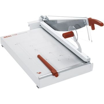 An MBM Triumph 1158 22.5" Table-Top Paper Cutter with a sharp blade, adjustable guide, and safety shield for precision cutting.