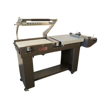 A Preferred Pack PP1622Wire L-Bar Sealer with a stainless steel frame, an adjustable sealing arm, and a conveyor system designed for efficient packaging operations.