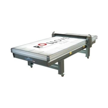 A Rollover Flexi 55" x 113" Flatbed Applicator, designed for efficient material application on a large, sturdy surface.