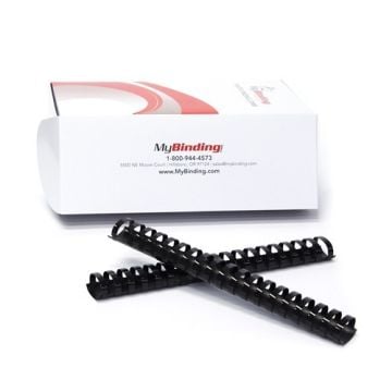 Box of 1 1/4" Plastic Binding Combs with two black combs displayed in front.