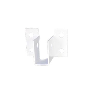 White Aluminum Sooper 'U' Brackets for Mounting Solid Substrate, featuring a durable white finish with four mounting holes, designed for secure installation of solid materials.