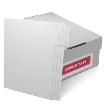 MyBinding Uncollated 1/4th Cut 90lb Plain Paper Copier Tabs with blank tab dividers and durable storage box.