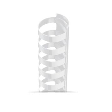 White Plastic 24 Ring Legal Binding Combs in a spiral design for document organization.