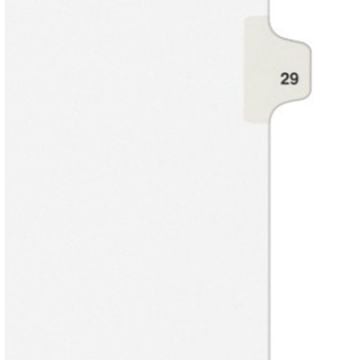 An Avery 29 Individual Number Legal Index Avery Style Dividers tab, featuring the number 29 printed on a white tabbed divider.