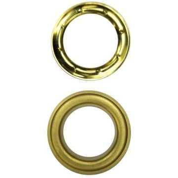#12 (1-1/2") Satin Brass Grommets showing two brass grommet rings with a smooth satin finish.