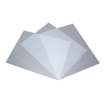 Clear Poly Stripe Report Covers arranged in a layered fan shape, showcasing their transparency and durable material.