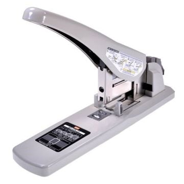 Max HD-12N/24 Heavy Duty Stapler with a long handle and durable design for stapling large stacks of paper.