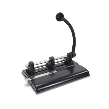 Black Master 1340PB Hole Punch by Martin Yale with a durable metal design and three adjustable punching heads.
