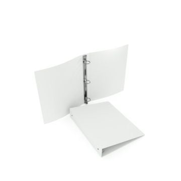 Open 23 Gauge Natural 5.5" x 8.5" Poly Round Ring Binders showing metal rings inside.