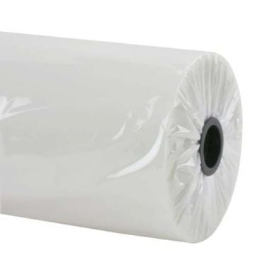 A roll of 3 Mil Matte Standard Roll Laminating Film 25" x 250' (1" Core), showing the transparent film tightly wound around a black core.