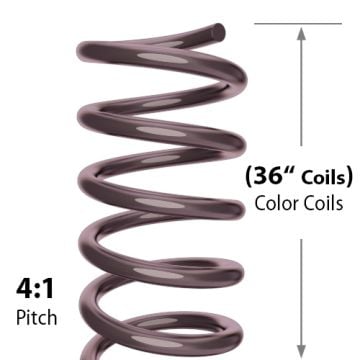 A 36" Black Rose Spiral Binding Color Coil with a 4:1 pitch, showing the coiled structure designed for binding documents.