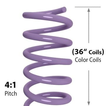 Showing a close-up view of 36" Lilac Spiral Binding Color Coils (4:1 Pitch) with a glossy finish.
