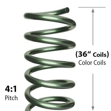 A 36" Metallic Forest Spiral Binding Color Coils (4:1 Pitch) showing a close-up view of the green spiral binding with 36 coils.