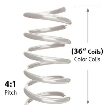 Close-up image of 36" Pearl Spiral Binding Color Coils (4:1 Pitch) showing the length and coil pitch for binding documents.